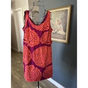 Boden Dress Tank Geometric Floral Pink Magenta Cotton Lined Size 16